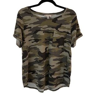 ELAINE ROSE | Plus-Size Camouflage T-shirt with Pocket 1X